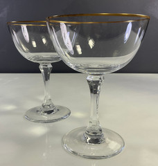 Lenox Mansfield Champagne Coupe Glasses Gold Trim Set of 2 Vintage