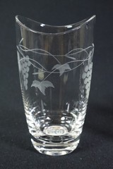 4 New Qualia Cut Grapevine Wavy Rim Clear Glass Tumblers ‘Orchard’ Pattern