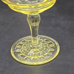Set of 4 Topaz Uranium Glass Sherbet Champagne Coupes Glasses Depression Glow