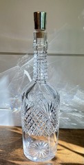 ABP Cut Crystal Whiskey Bottle-Strawberry, Diamond, Fan with Sterling Stopper