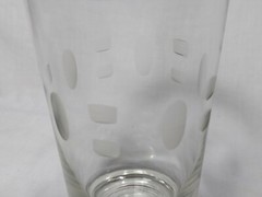 5Vtg MCM Highball Drinking Glasses Silver Rim Etched Ovals Dashes Dorothy Thorpe