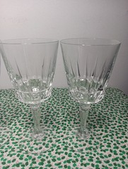 Vintage Set Of 4 Victoria Cut Knob Stem Wine Glasses 6.7/8″