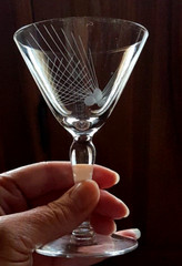 Javit Moonbeam Cut Crystal Cordial Wine Goblet MCM Dots Lines Comet Pattern 5″