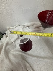 2 Ruby Red Mega Large Martini Glasses“Souffle A La Bouche” Ribbed Bowl by PIER 1