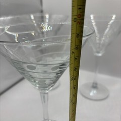 Set Of 4 Crystal High Quality Martini Glasses Variety Etched Designs Barware