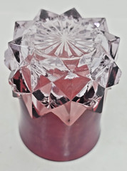 Victorian ruby stained 4″ Tall Ohara Diamond tumbler EAPG U174