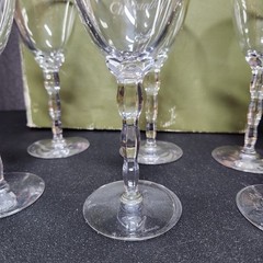 Christofle Set Of 6 KAWALI Platinum Rim MultiSide Wavy Stem White Wine Glass 6¾
