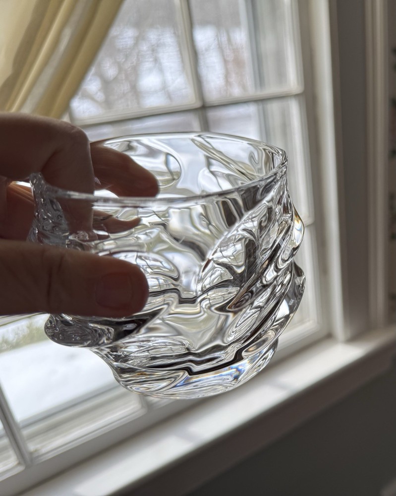 3 ICEBERG STORM OVAL OLD FASHIONED WHISKY CLEAR CRYSTAL GLASSES