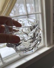 3 ICEBERG STORM OVAL OLD FASHIONED WHISKY CLEAR CRYSTAL GLASSES