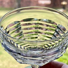 Set of 6 Webb England Cut Crystal Champagne Coupe Stacked Geometric Art Deco