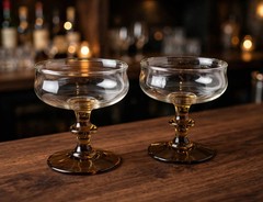 Vintage Libbey Glass Champagne Sherbet Dessert SET OF 2 Tawny Accent Brown 3 5/8