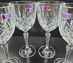 4 Waterford Marquis Markham Water Goblet Set Crystal Clear Cut Etch Stemware Lot