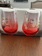 Floor 9 Set Of 4 Christmas Themed Wine Glasses