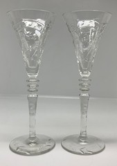 Libbey Rock Sharpe 2009-10~ Sherry Glasses~Cut Floral & Arch Design 5 7/8”