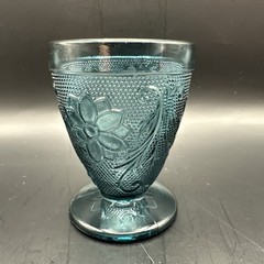 TIARA SANDWICH BLUE BICENNTENIAL 3″ FOOTED JUICE GLASS CUP GOBLET