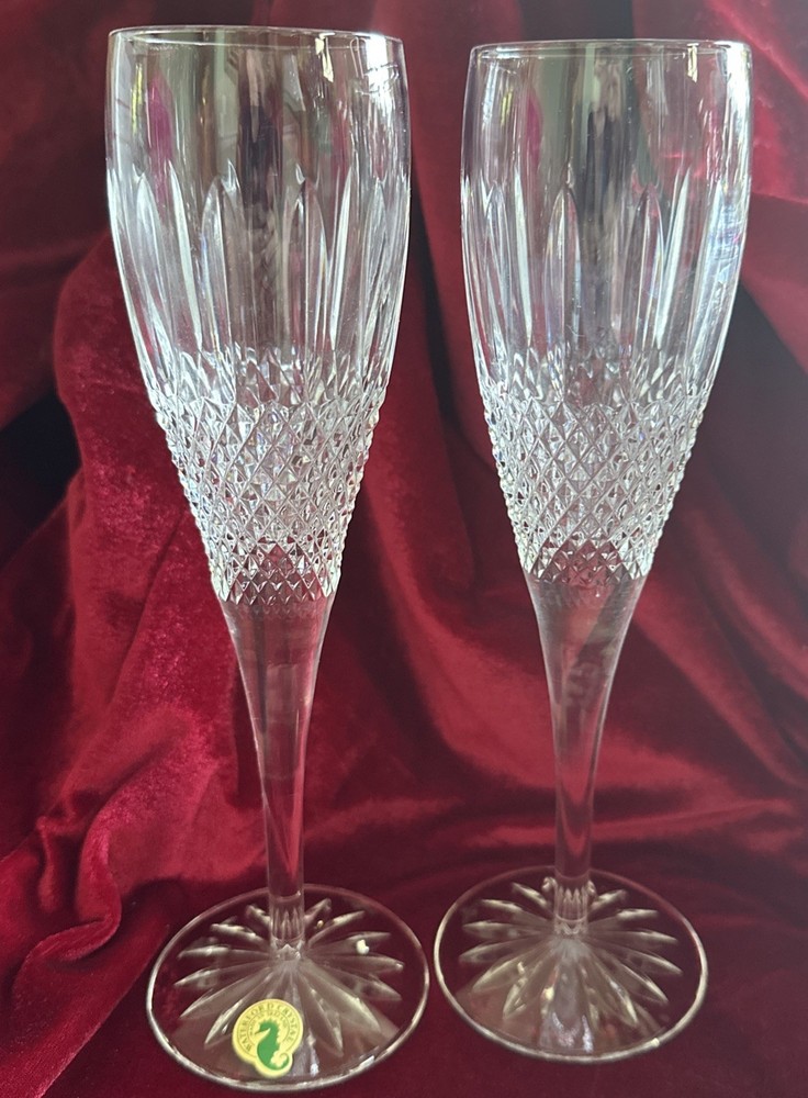 Waterford Crystal 9-1/4″ GLENMEDE CHAMPAGNE TOASTING FLUTES Set of 2