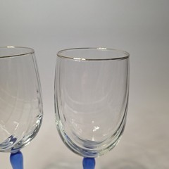 6 Lenox Crystal Wine Glasses Cobalt Blue Stemmed Dual Swag Draped Gold Rim 1980s