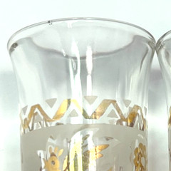 Shot Glasses Mid‑Century Gold Dove Set of 10, 1 1/2″ Rim, Vintage MCM Barware