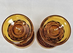 Set Of 4 Vintage Whitehall Harvest Gold Heavy Glass Iced Tea Glasses Cube Design