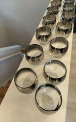 Queen’s Lusterware Silver Fade MCM Barware 24pc Roly Poly Shrimp Glasses