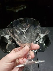 (5) Low sherbet Glasses, Signed Libbey c.1933 Nash American art deco «Reverie»