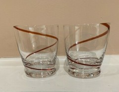 1 Source INC Hand Blown Brown Swirl Highball Glasses Set of 2 Glasses 3.25”