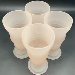 Indiana Glass Frosted Pink 4 Piece Parfait Ice Cream Glasses c1970s USA 6.75 «t