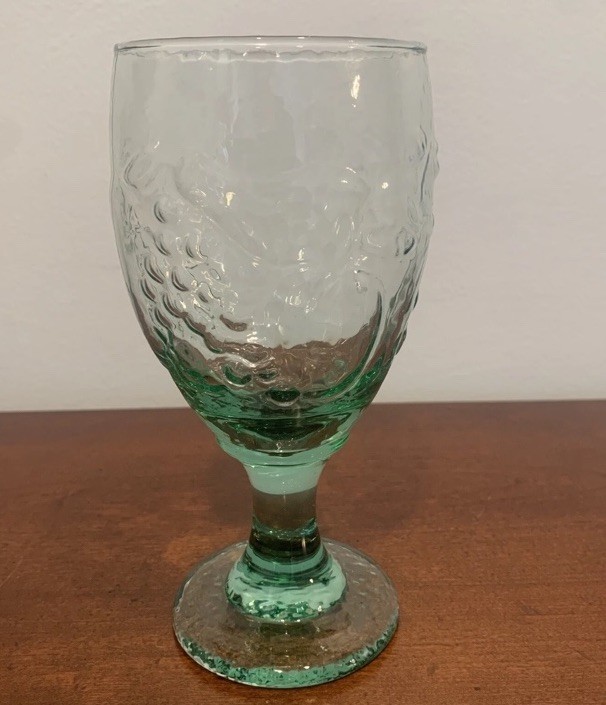 Vintage Libbey Orchard Green Fruit Glass 7” Goblet