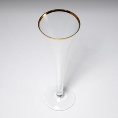 Gold Dipped Rim Optic Trumpet Tall Deco Flared Champagne Flute 10″h 5pc Lot