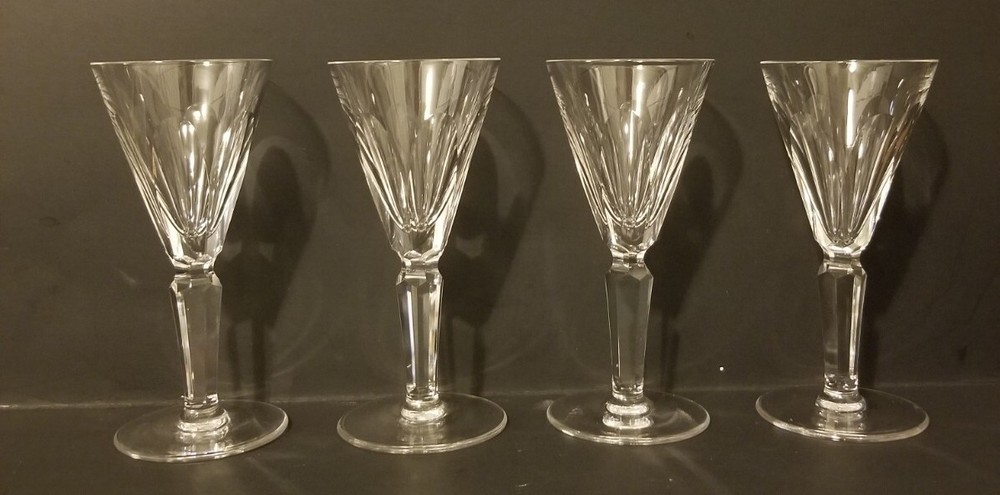 (4) Waterford SHEILA Pattern Sherry Cut Crystal Stemware Glass PERFECT 5.5″
