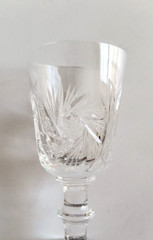 Vintage Bohemian Clear Cut Crystal Pinwheel Port Wine Glass 4.5″ Height