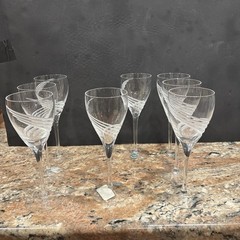 (8) Lenox Crystal «Windswept Clear» Wine Glasses, 7 7/8″