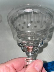2 Glastonbury Lotus 66-1 Clear Cut Crystal Floral/Dots Champagne Tall Sherbet 6″