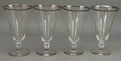 4 Miramar Glastonbury Lotus Crystal Platinum Trim Iced Tea Claret Goblet Glasses