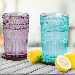 MDLUU Set of 4 Colored Embossed Tumblers 12oz