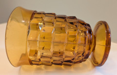 Vintage Indiana Glass Colony Whitehall Cubist Amber Juice Glass Midcentury