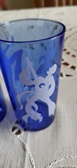 Vintage Hazel Atlas Cobalt Tumblers Glasses Spanish Flamenco Dancers Set 5 MCM