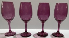 Set of 4 Libbey Premiere Plum Purple Amethyst White Wine Glasses 8″ Vintage