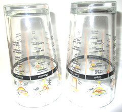 Retro MCM Cocktail Recipe Glasses Barware set of 2 each 16.2 oz