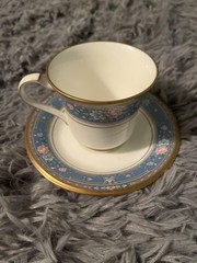Vintage Noritake Bone China Grand Terrace 9757 Cup & Saucer Set Floral Japan Gol