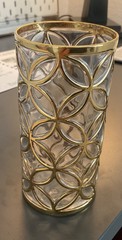 RARE Set of 8 Imperial Glass Sortijas de Oro 22K Gold Tumblers 5 3/4” MCM