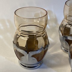 Vintage Farber Bros Krome Kraft 3 Honey Amber Glasses Art Deco
