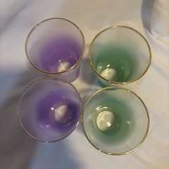VTG Blendo Violet & Green Ombre Gold Trim 5″ Glasses Tumblers – Set of 4