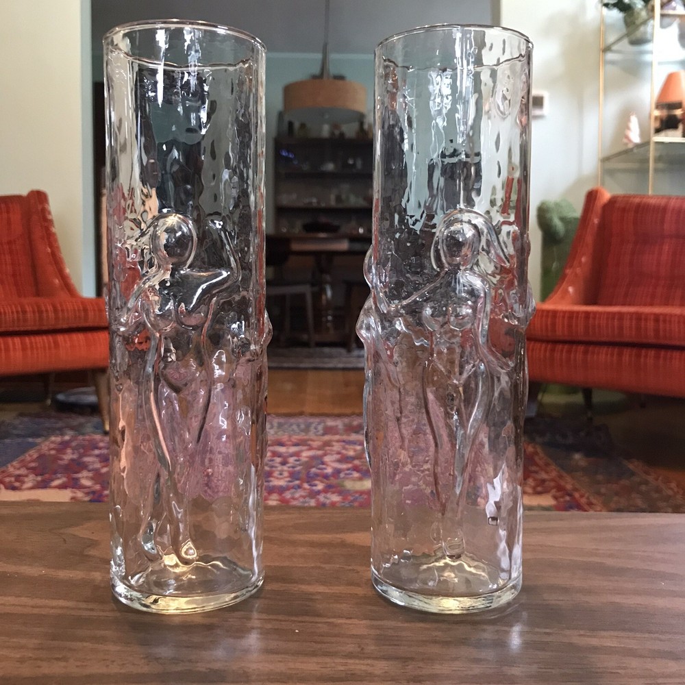 Epic Libbey Glass ~ Pair of La Femme Glasses ~ Dancing Women Impeccable Condish