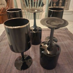Vintage Lenox Venture Black Platinum Trim Wine Glass 5 Glasses USA Hand Blown