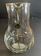 Roemer Bockling Germany Grape Pitcher & 4 Goblets Green Stem Jeweled Glass Set