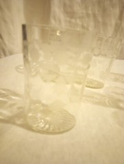 11 Pieces Antique Clear Etched Glassware