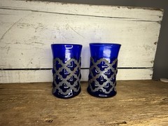 Vintage Felipe Derflingher MCM Cobalt Art Glass Caged Imprisoned Brutalist Glass