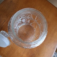 Anchor Hocking Rainflower Vintage Textured Clear Glass Canister Jar
