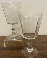 Set Of 2 MCM Anchor Hocking Courtney Clear Water Goblets Footed~ Panel Design